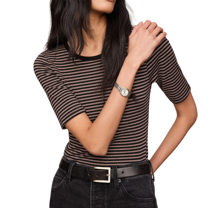 FREIDA STRIPED TEE WILD MUSHROOM