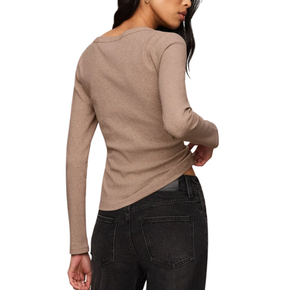 GREYSON SCOOP LONG SLEEVE TEE HEATHER ASH