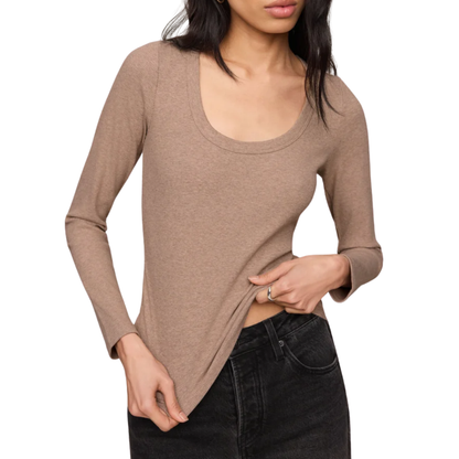 GREYSON SCOOP LONG SLEEVE TEE HEATHER ASH