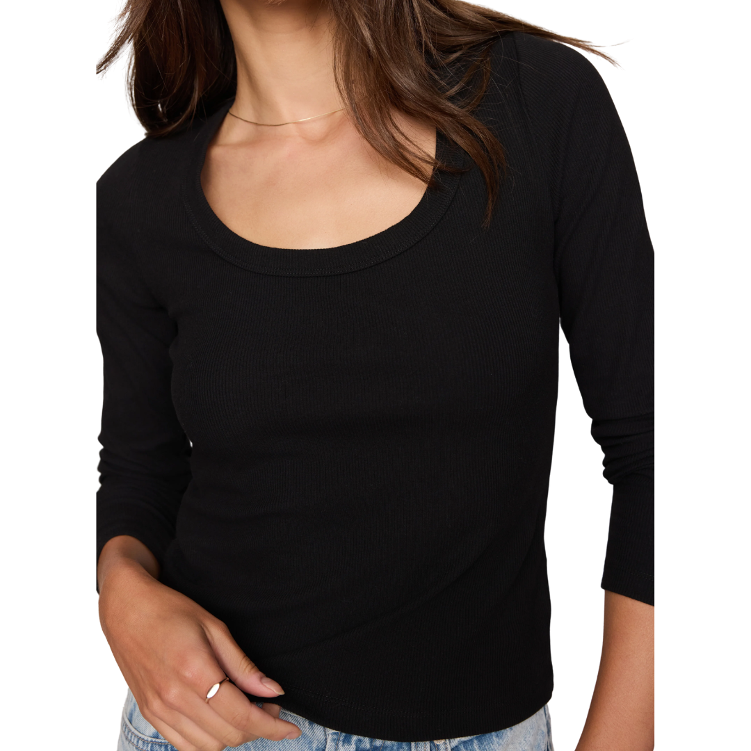 GREYSON SCOOP LONG SLEEVE TEE BLACK