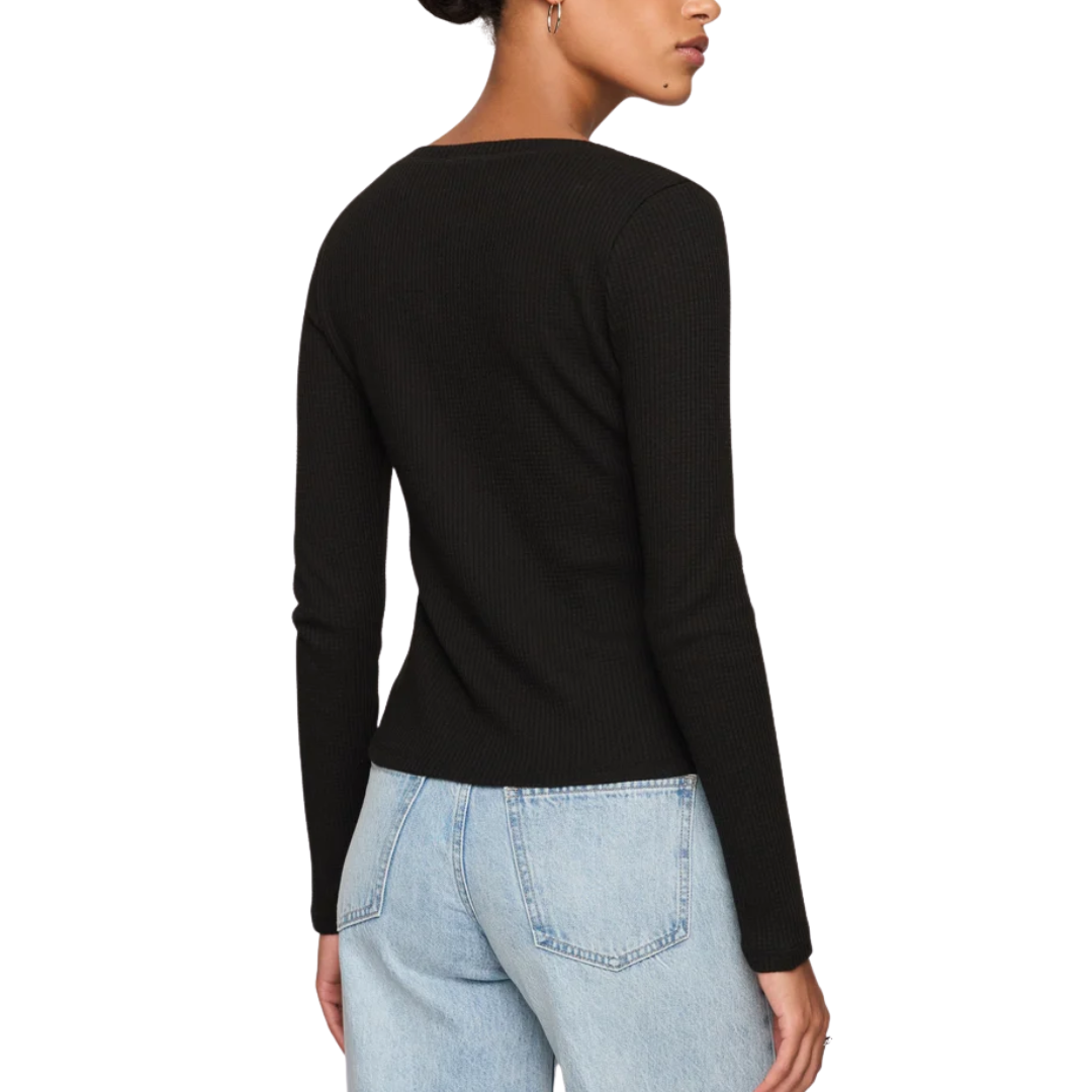 ALBANY WAFFLE BUTTON UP BLACK