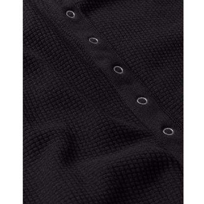 ALBANY WAFFLE BUTTON UP BLACK