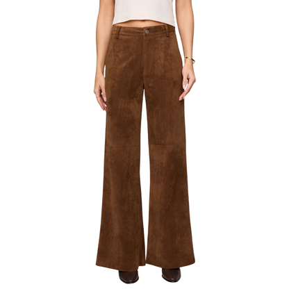 CECILE MID RISE WIDE LEG SADDLE SUEDE