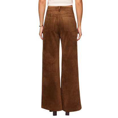 CECILE MID RISE WIDE LEG SADDLE SUEDE
