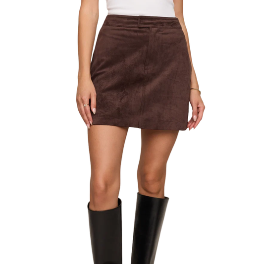 PERRI SUEDE MINI SKIRT DARK CHOCOLATE