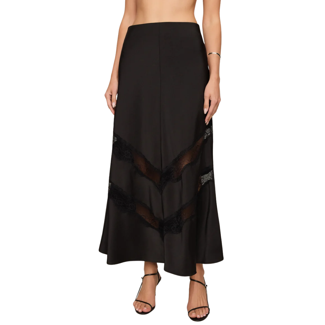 KORI LACE INSET SKIRT BLACK