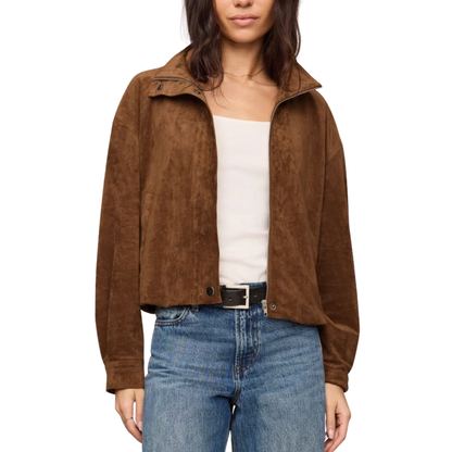 CORIN BUBBLE HEM JACKET SADDLE SUEDE