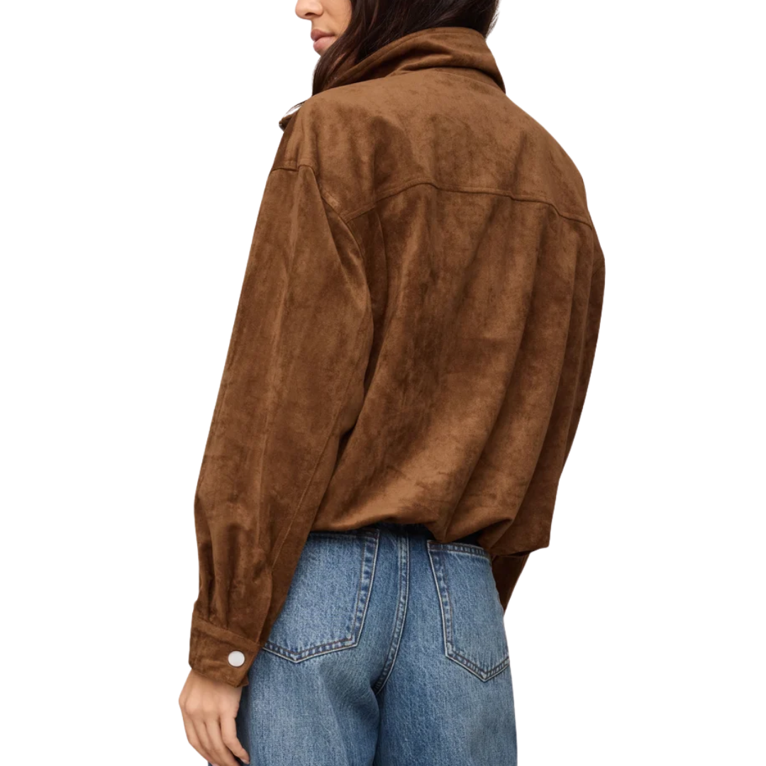 CORIN BUBBLE HEM JACKET SADDLE SUEDE