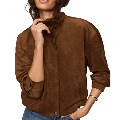 CORIN BUBBLE HEM JACKET SADDLE SUEDE
