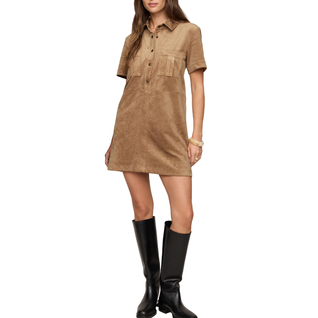 LEONE SUEDE MINI DRESS LIGHT SAND