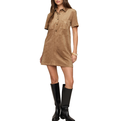 LEONE SUEDE MINI DRESS LIGHT SAND