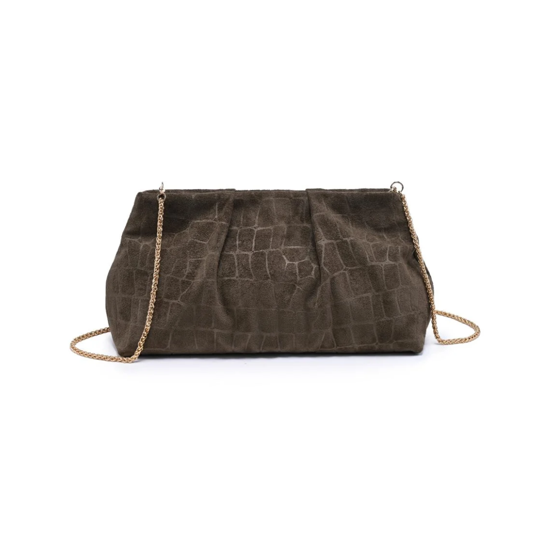 ELVA CROCO CLUTCH OLIVE