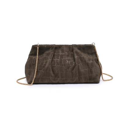 ELVA CROCO CLUTCH OLIVE