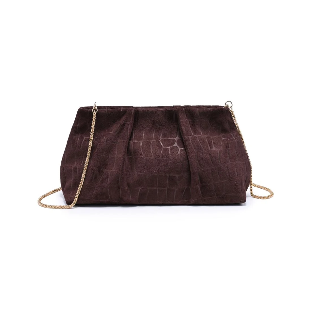 ELVA CROCO CLUTCH CHOCOLATE