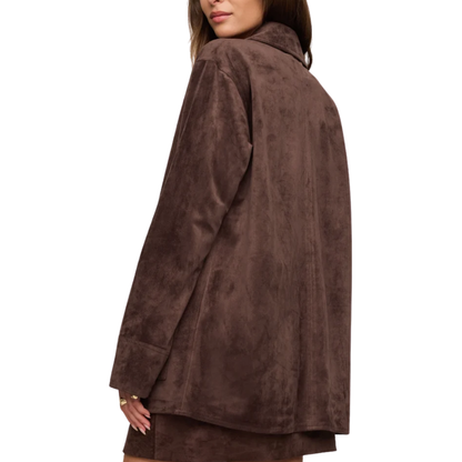 DECKER SUEDE CHORE COAT DARK CHOCOLATE