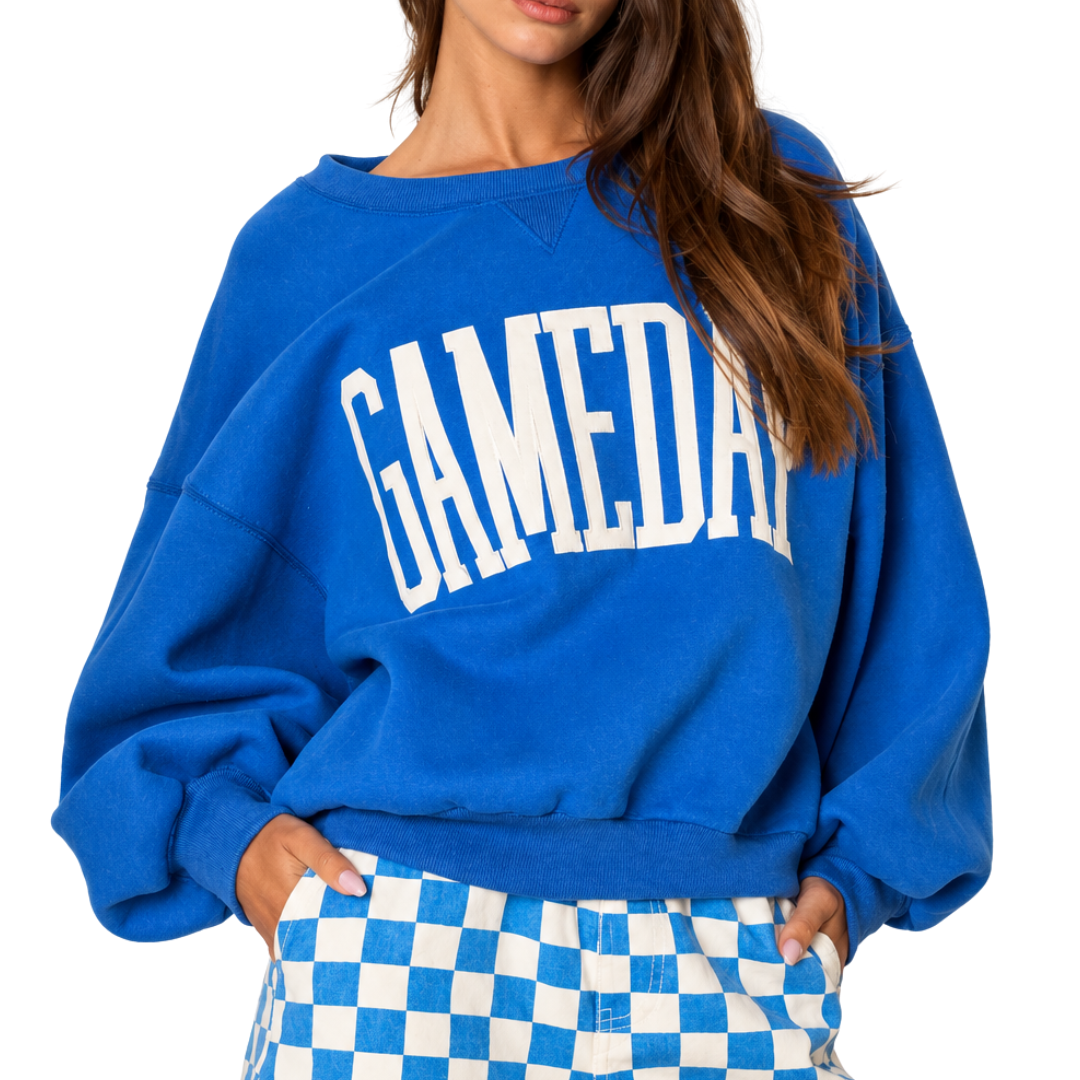 VARSITY GAME DAY SWEATSHIRT COBALT