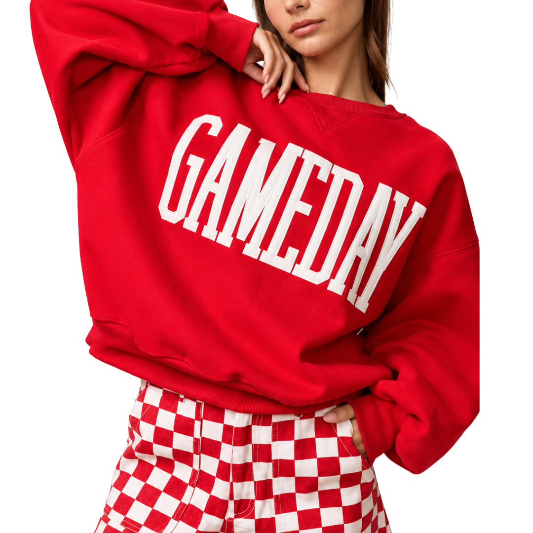 VARSITY GAME DAY SWEATSHIRT RED