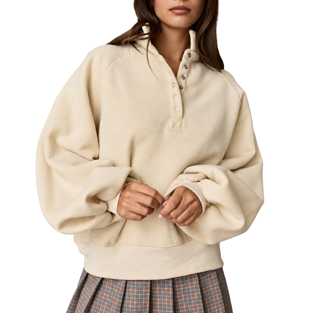PIPER SNAP BUTTON PULLOVER CREAM