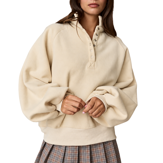 PIPER SNAP BUTTON PULLOVER CREAM