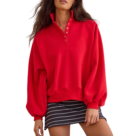 PIPER SNAP BUTTON PULLOVER RED