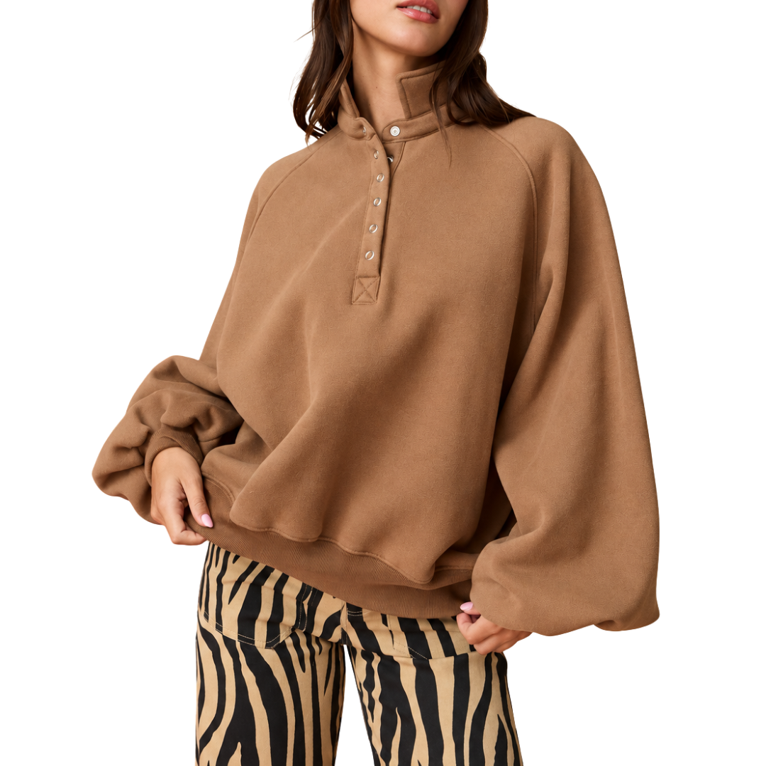 PIPER SNAP BUTTON PULLOVER BROWN