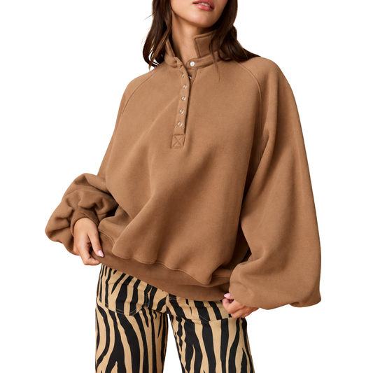 PIPER SNAP BUTTON PULLOVER BROWN