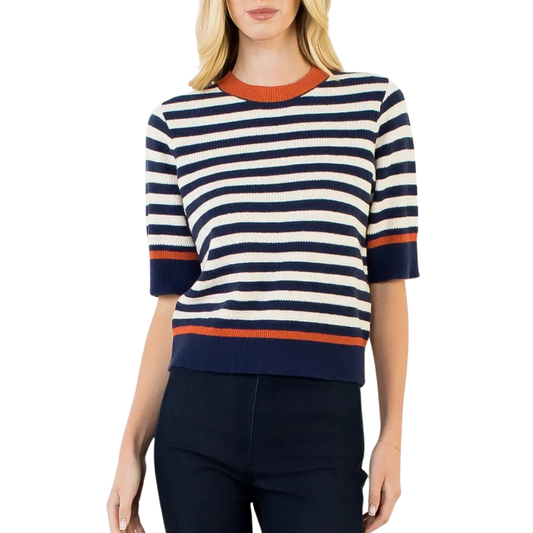 MARCIE STRIPED SWEATER NAVY