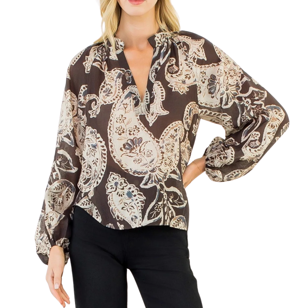 PAISLEY BLOUSE BROWN