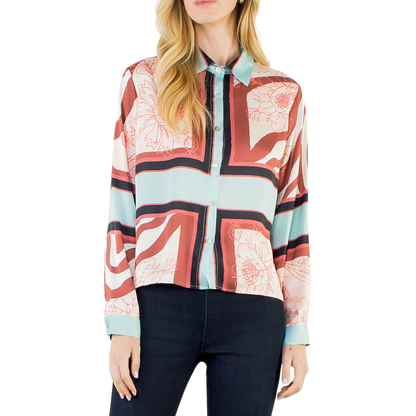 CAMILLE SATIN PATTERN BLOUSE PINK