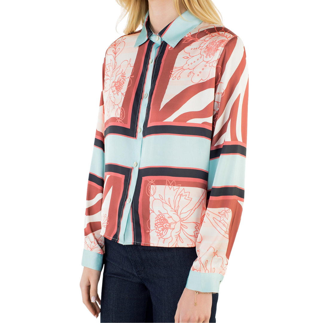 CAMILLE SATIN PATTERN BLOUSE PINK