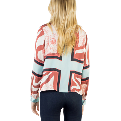 CAMILLE SATIN PATTERN BLOUSE PINK