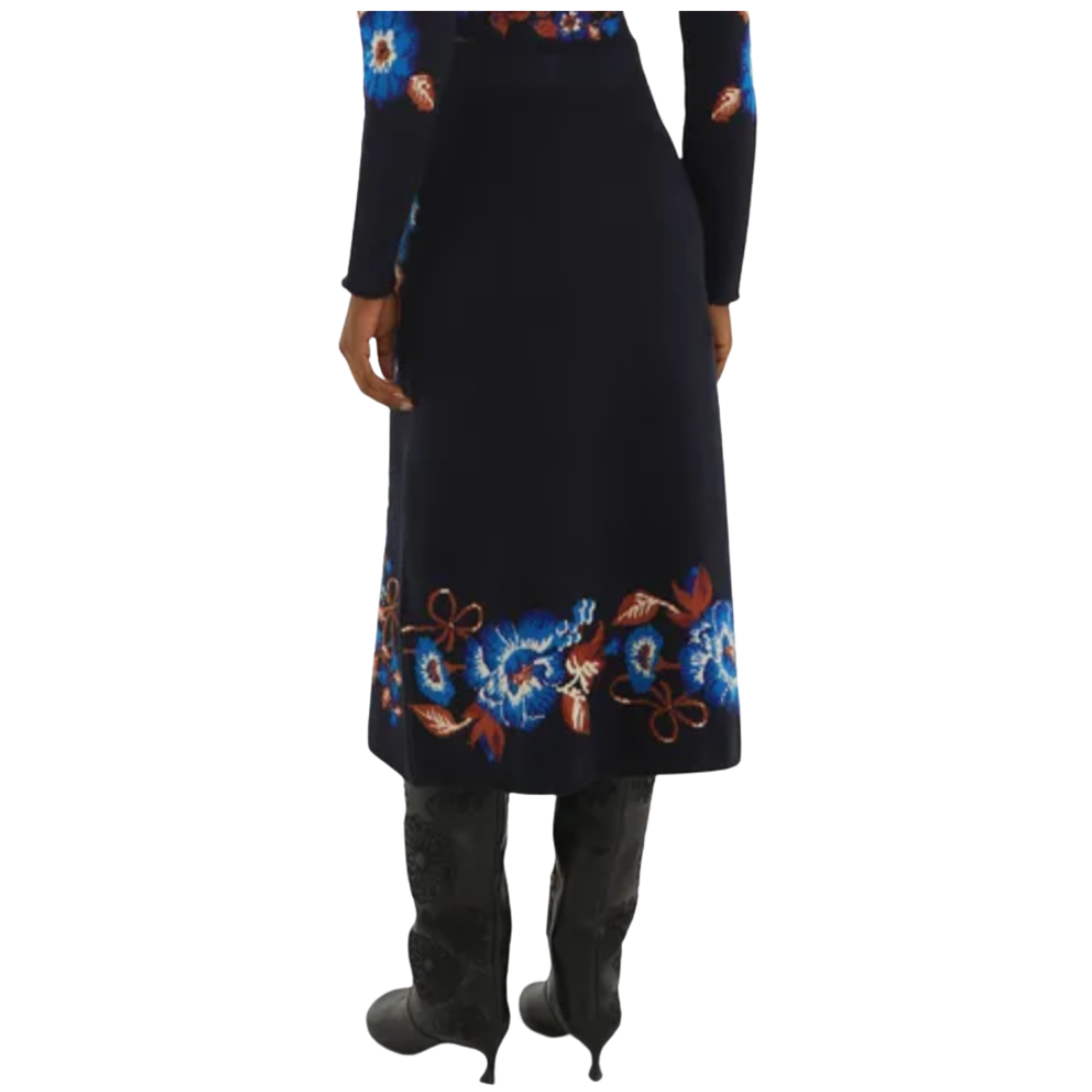 BOW GARDEN KNIT MIDI SKIRT GARDEN BLUE