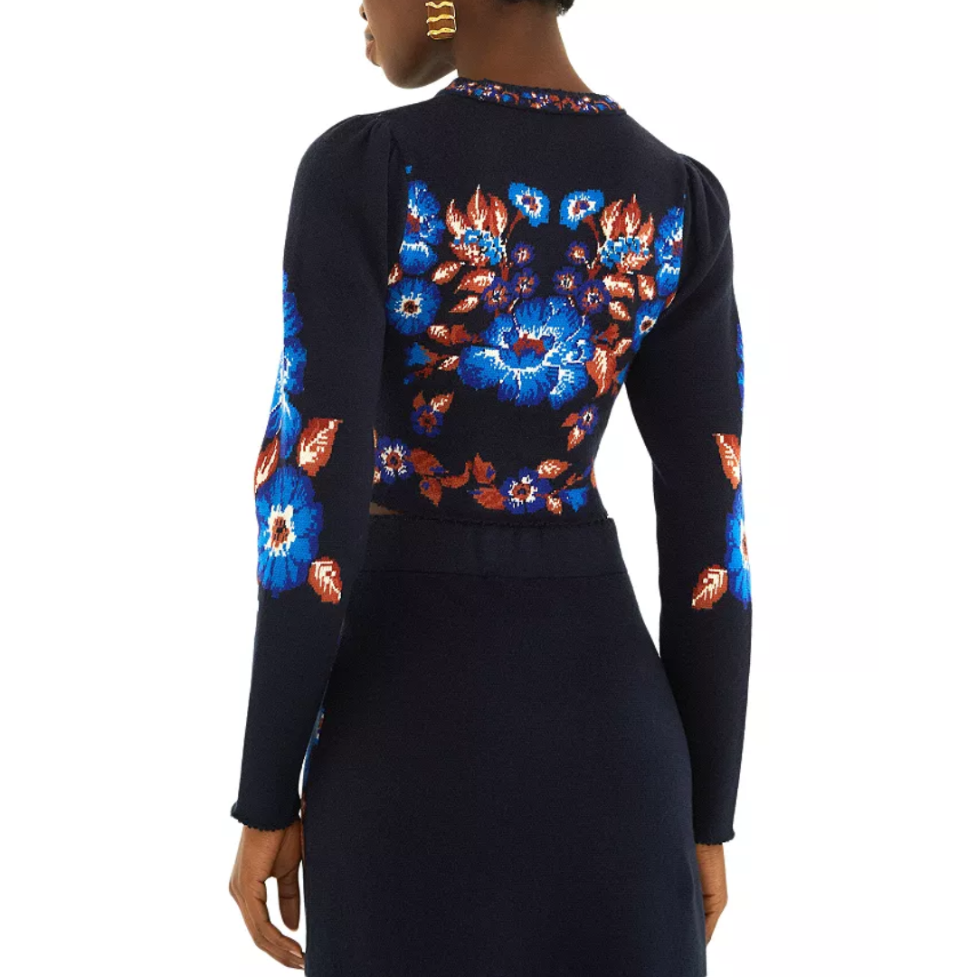 BOW KNIT TOP GARDEN BLUE