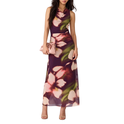 RYLEN DRESS FLORAL WINE
