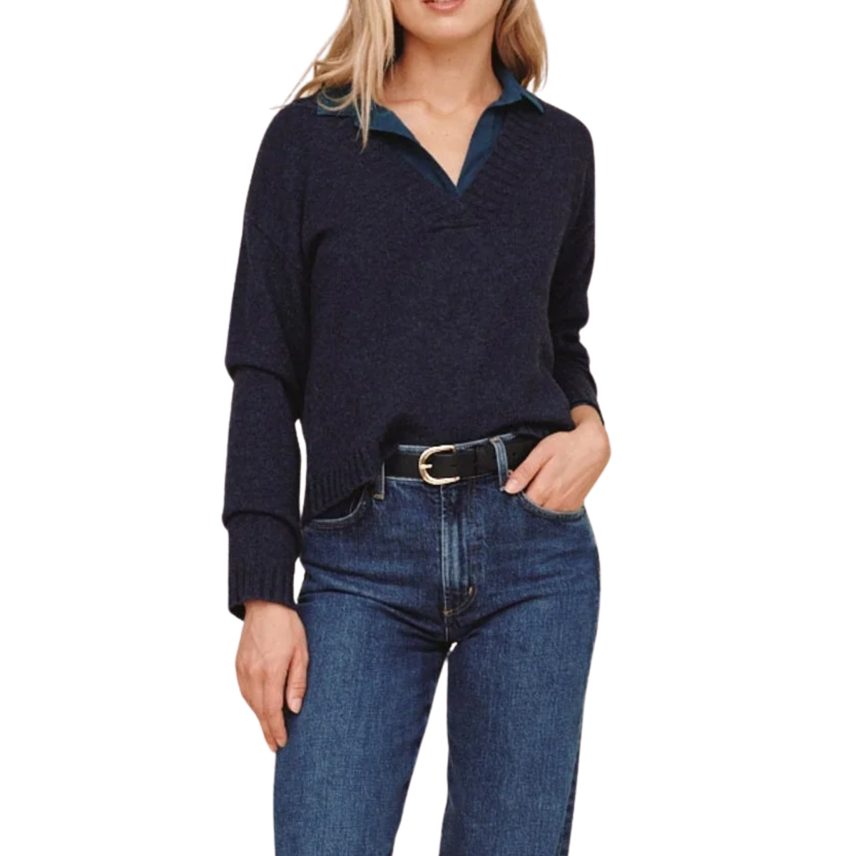 V-NECK SWEATER HEATHER QUARTZ