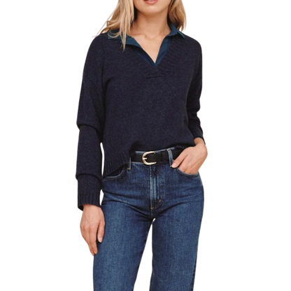 V-NECK SWEATER HEATHER QUARTZ