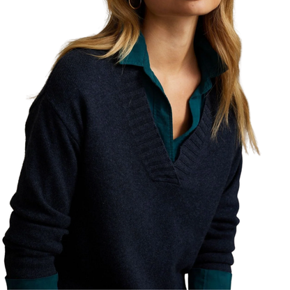V-NECK SWEATER HEATHER QUARTZ