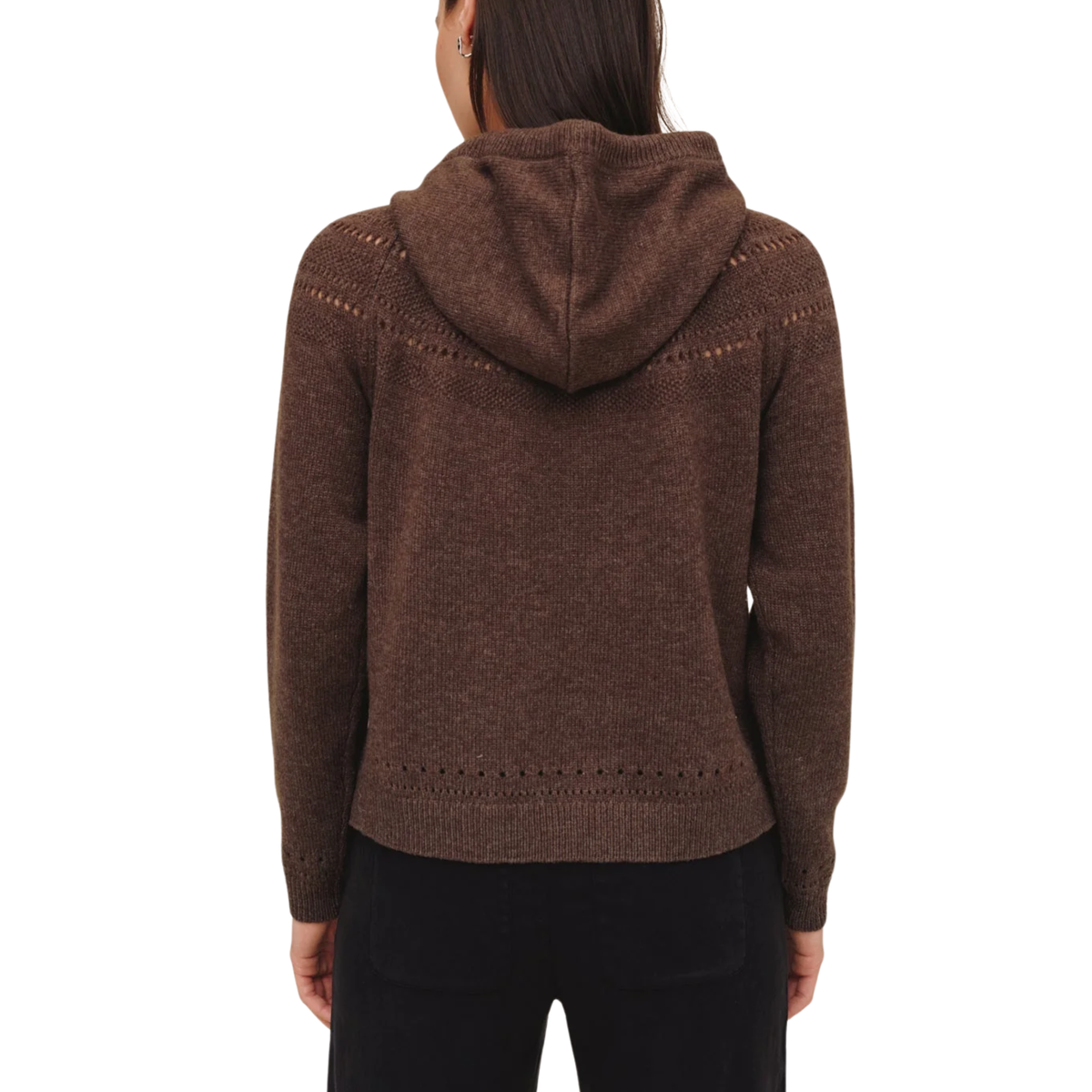 POINTELLE FAIRAISLE SWEATER HEATHER MOCHA