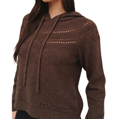 POINTELLE FAIRAISLE SWEATER HEATHER MOCHA