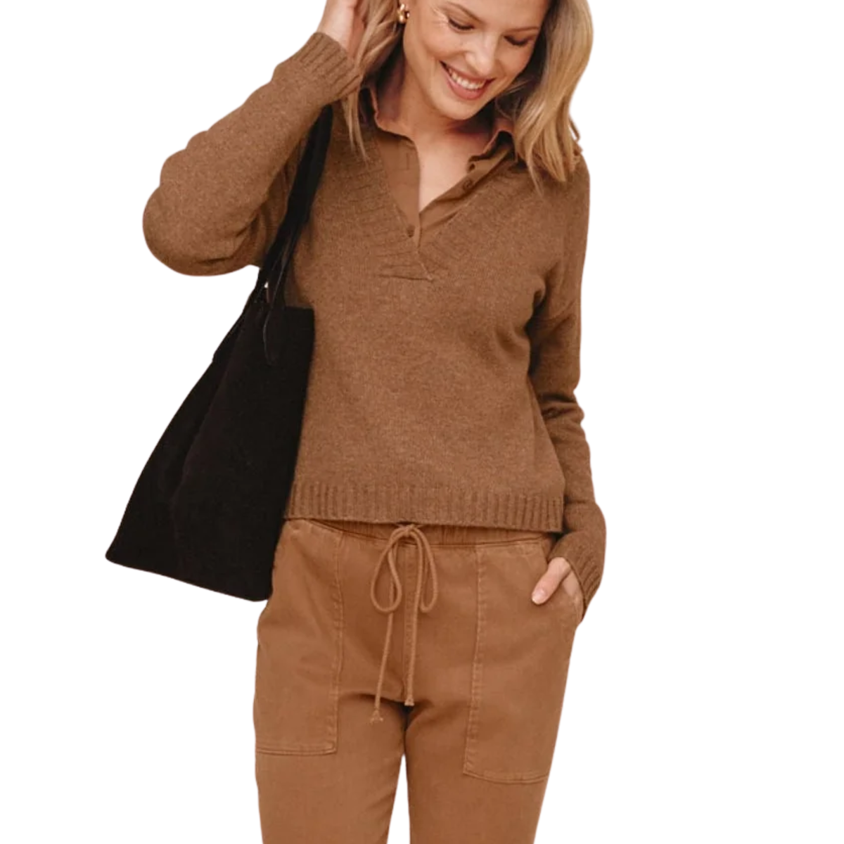 V-NECK SWEATER HEATHER DUNE