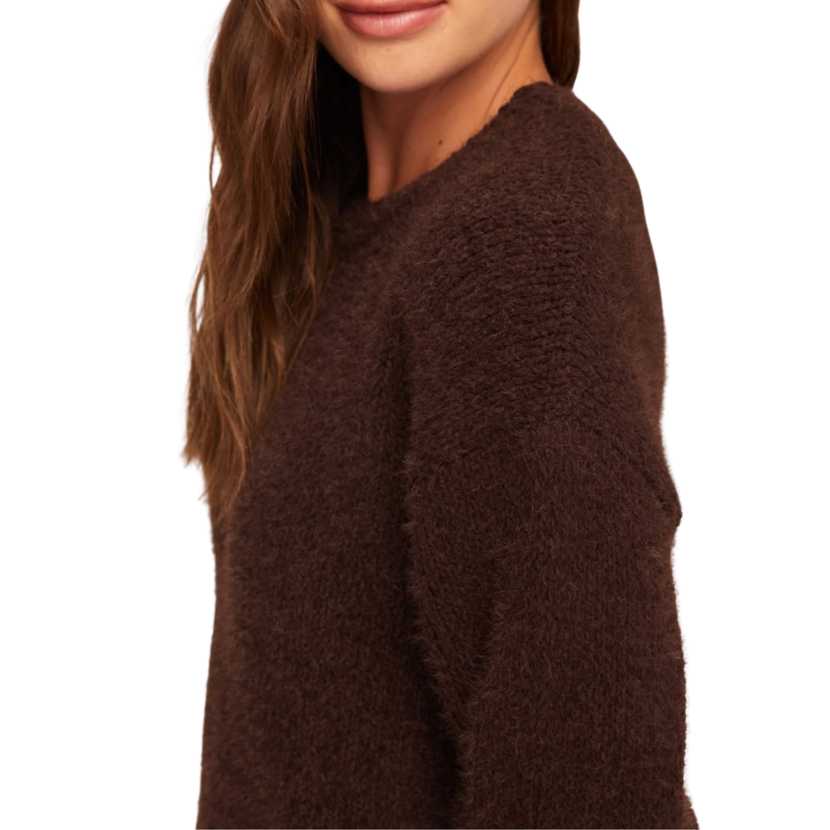 DROP SHOULDER SWEATER DARK CHESTNUT