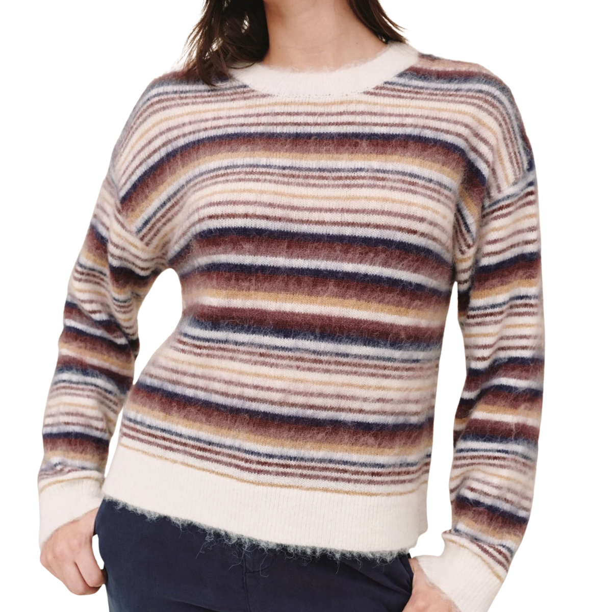 STRIPED CREW NECK SWEATER EMBER
