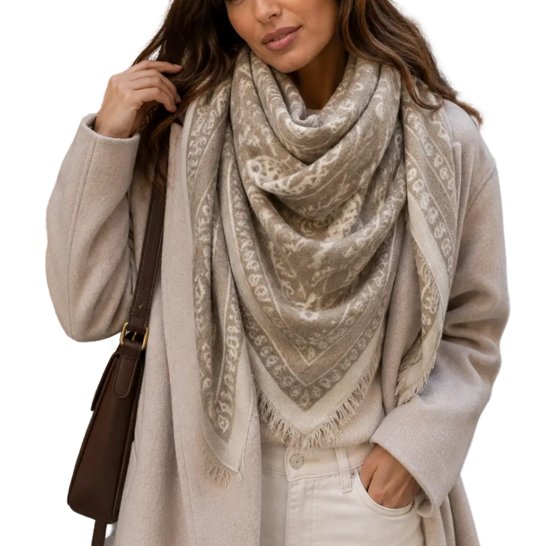 LANA TRIANGLE BANDANA SCARF TAUPE