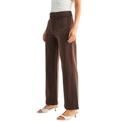 PATCH POCKET WIDE LEG BROWN