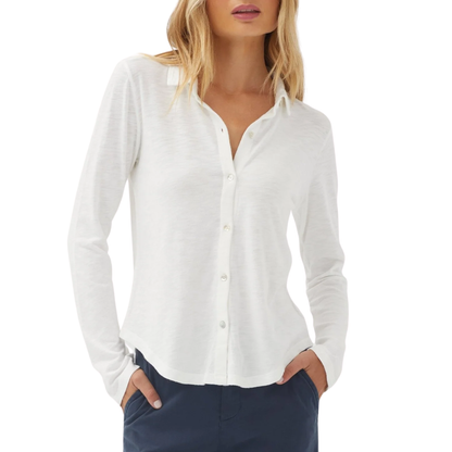 BUTTON UP KNIT TOP WHITE