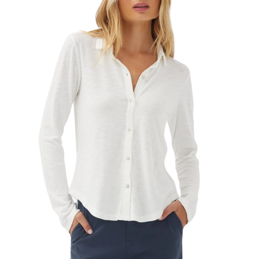 BUTTON UP KNIT TOP WHITE