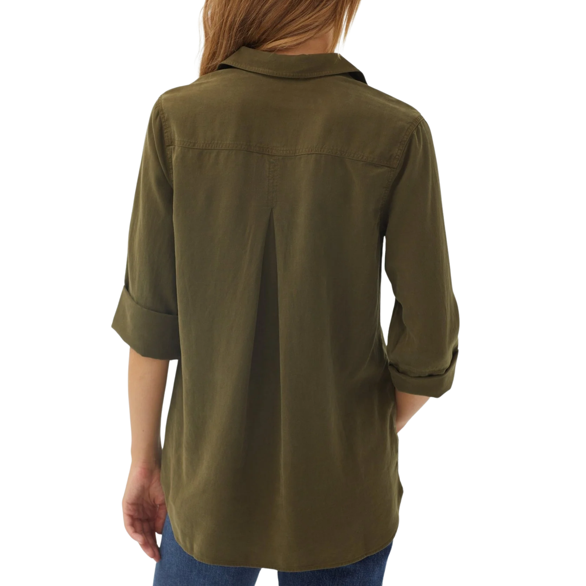 LONG SLEEVE SHIRT TAIL BUTTON DOWN OLIVE NIGHT
