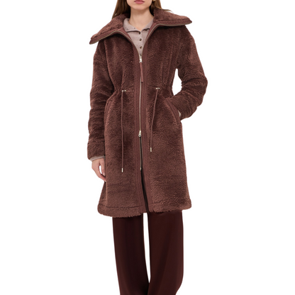BENNET LONG SHERPA COAT DARK CHESTNUT