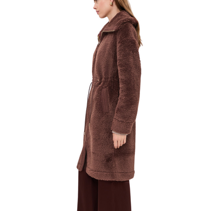 BENNET LONG SHERPA COAT DARK CHESTNUT