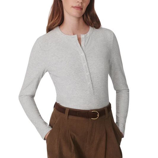 KESIA LONG SLEEVE HENLEY LIGHT GRAY MARL